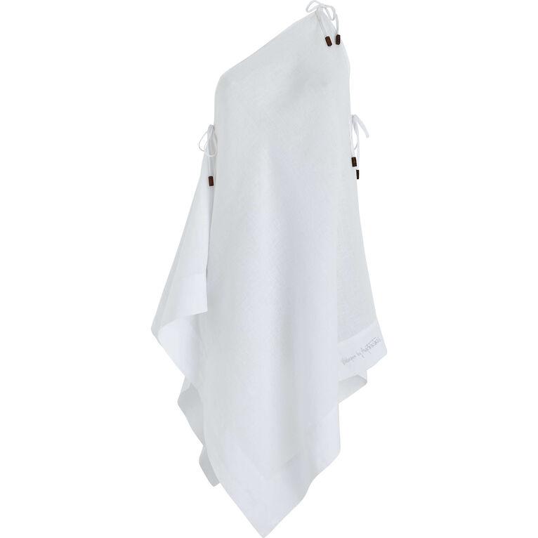 Women White Linen Scarf Dress- Vilebrequin X Angelo Tarlazzi - Leika - White - Size M/L - Vilebrequin