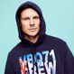 Felpa uomo in cotone con cappuccio VBQ71 Ski Blu marine dettagli vista 2