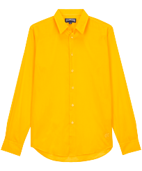 Unisex Cotton Voile Light Shirt Solid Yellow front view