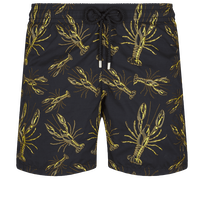 Men Swim Shorts Embroidered Lobsters - Limited Edition Black front view