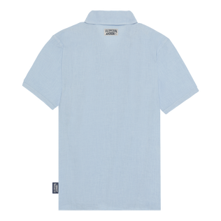 Camicia bowling uomo in lino tinta unita - Vilebrequin x Highsnobiety Chambray vista posteriore