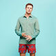 Men Cotton Shirt Solid Linden 正面穿戴视图