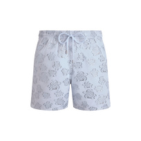 Men Swim Trunks Ronde des tortues Jacquard White front view