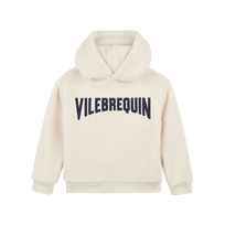 Boys Fleece Hoodie Sweatshirt 3D Logo Off white front view