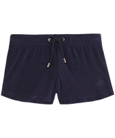 Shorts donna in spugna tinta unita Blu marine vista frontale