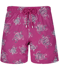 Men Swim Shorts Embroidered VBQ Turtles - Limited Edition Crimson purple front view