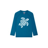 Boys Long Sleeves Rashguard Solid Peacock front view