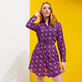 Women Cotton Shirt Dress Hypno Shell Navy front worn view
