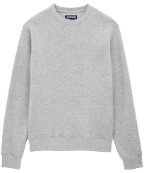 Men Cotton Sweatshirt Solid Lihght gray heather front view