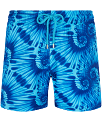 Ultraleichte und verstaubare Nautilius Tie & Dye Bademode für Herren Aquamarin blau Vorderansicht