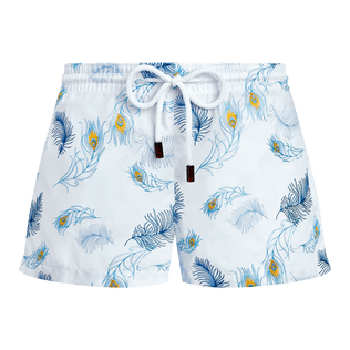 Pantalón corto de baño con bordado Eyes of the wind para mujer Blanco vista frontal