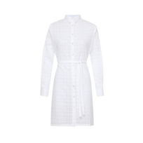 Broderie Anglaise Hemdkleid aus Baumwolle für Damen Weiss Vorderansicht