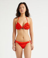 Haut de maillot de bain triangle femme uni Coquelicot vue portée de face