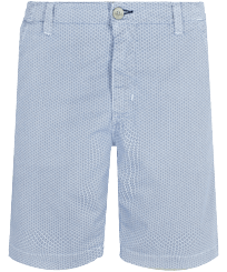 Men Cotton printed Bermuda Shorts Micro Flower White front view