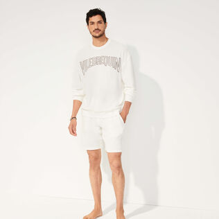 Bermudas de color liso para hombre y mujer Blanco tiza detalles vista 4