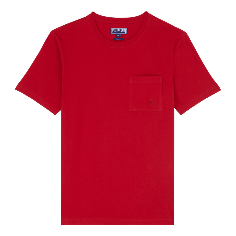 Men Organic Cotton T-shirt Solid - Titan - Red - Size XL - Vilebrequin