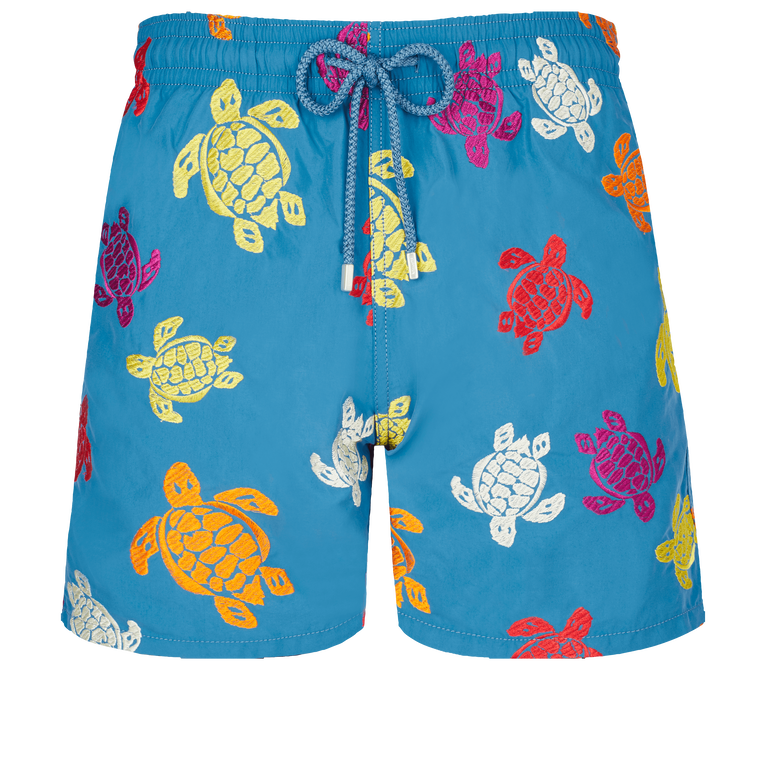 Men Swim Shorts Embroidered Ronde Tortues Multicolores - Swimming Trunk - Mistral - Blue - Size M - Vilebrequin