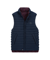 Others Printed - Unisex Reversible Sleeveless Jacket Micro Ronde Des Tortues, Navy front view