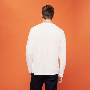 T-shirt en coton homme imprimé Requins 3D Off white vue portée de dos