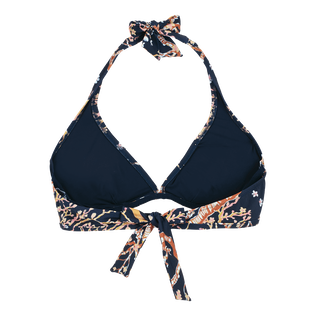 Sweet Blossom Neckholder-Bikinioberteil für Damen Marineblau Rückansicht