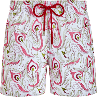 Men Swim Trunks Embroidered Camo Flowers - Limited Edition White front view