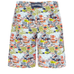 Men Long Swimwear Utra-light and Packable Fish Family White back view
