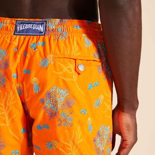 Men Swim Trunks Embroidered Medusa Flowers - Limited Edition Apricot details view 2
