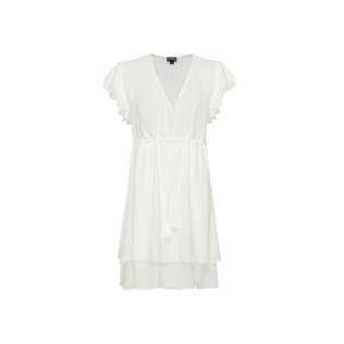 女士纯色粘胶纤维飘逸连衣裙 Off white 正面图