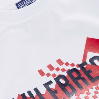 Camiseta de algodón con estampado Homar Pixel para niño Blanco detalles vista 1