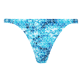 Braguita de bikini de corte tanga con estampado Flowers Tie & Dye para mujer Azul marino vista frontal