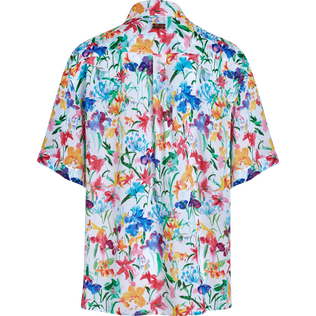 Happy Flowers Bowling-Hemd aus Viskose für Damen Weiss Rückansicht