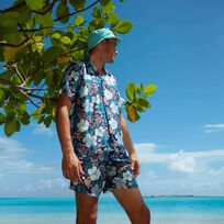 Men Tropical Turtles Silk Look  front view
