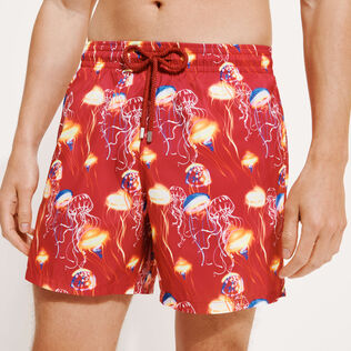 Men Ultra-light and packable Swim Trunks Neo Medusa Burgundy back worn view