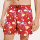 Men Ultra-light and packable Swim Trunks Neo Medusa Burgundy back worn view