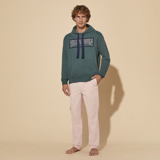 Solid Sweatshirt aus Baumwolle für Herren Pine Vorderseite getragene Ansicht