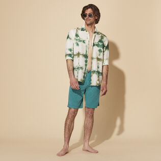 Men Tencel Cotton Bermuda Shorts Solid Emerald details view 1