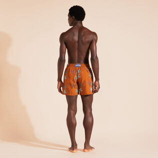 Men Swim Shorts Embroidered Glowed Stars - Limited Edition Caramel back worn view