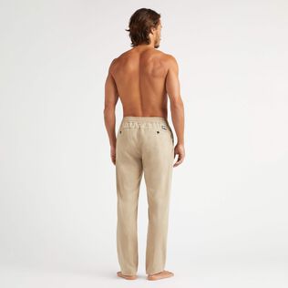Men Tencel Cotton Elastic Waist Pants Kraft back worn view