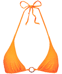Top de bikini de triángulo con estampado Plumetis para mujer Zanahoria vista frontal