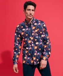 Men Corduroy Néo medusa Shirt Navy front worn view