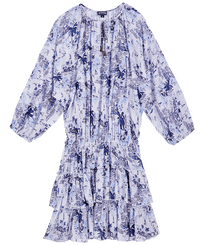 Women Cotton Ruffles Dress Riviera Ink front view