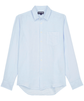 Men Linen Shirt Solid Sky blue 正面图