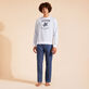 Men Cotton Striped Crewneck Sweatshirt Divine front worn view