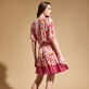 Women Short Dress Iris Lace- Vilebrequin x Poupette St Barth Shocking pink vista trasera desgastada