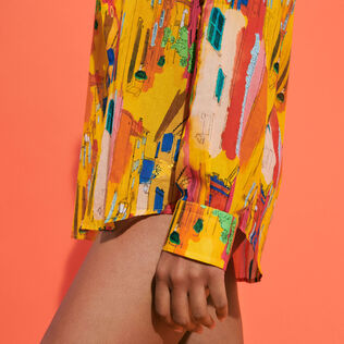 Camicia unisex leggera in voile di cotone Sunny Streets Sole dettagli vista 3