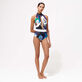 Maillot de bain décolleté une pièce femme Envoûtement - Vilebrequin x Deux femmes noires Purple blue vue portée de face