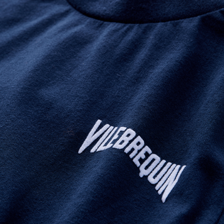 Camiseta en algodón orgánico con estampado Requins en la espalda para niño Azul marino detalles vista 1