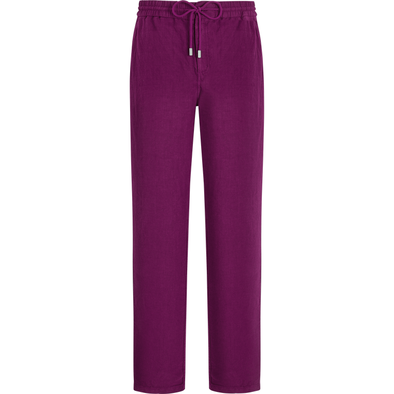 Men Linen Pants Solid - Parc - Purple