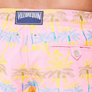 Men Swim Trunks Embroidered 1990 Striped Palms - Limited Edition Pink polka details view 3