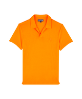 Men Tencel Polo Shirt Solid Apricot front view